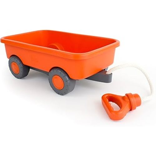 Green Toys Wagon, Orange CB - Pretend Play, Motor Skills, Kids Outdoor Toy Vehicle. No BPA, phthalates, PVC. Dishwasher Safe, Recycled Plastic.