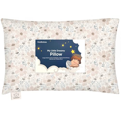 Toddler Pillow with Pillowcase, 13x18 My Little Dreamy Pillow (Flora Vale) | Kids Travel Bed Pillow for Sleep, Organic Cotton Small Pillowcase, Soft, Breathable, Machine Washable, Toddlers 2-5 years
