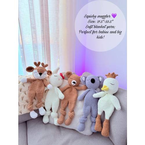 Crochet Animal Snuggler: Handmade Plush Lovey, Soft Yarn