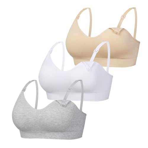 Women Seamless Nursing Bra 3 Pack Maternity Bra Breastfeeding | Wireless,Pregnancy Sleep Bralette,Adjustable Shoulder Straps,Soft Stretchy