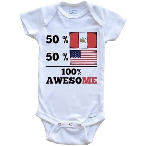 50% Peruvian 50% American 100% Awesome Funny One Piece Baby Bodysuit