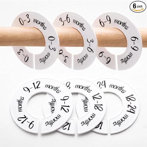 Pro Goleem Baby Closet Dividers Unisex Baby Closet Organizer for Nursery Baby Clothes Size Age Dividers Fits 1.5" Rod 6 PCS