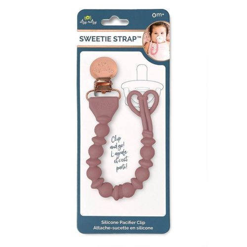 Itzy Ritzy Beaded Pacifier Clip - Universal Fit, Silicone Holder - Rosewood