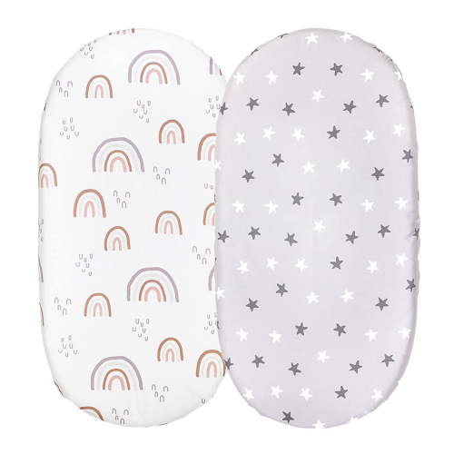nsendm Baby Bassinet Crib Sheets Set, Breathable Cozy Fitted Mattress Sheet, Elastic Travel Crib Fashionable Floral Pattern, Standard Cradle Safe Sheets for Baby Boy Girls