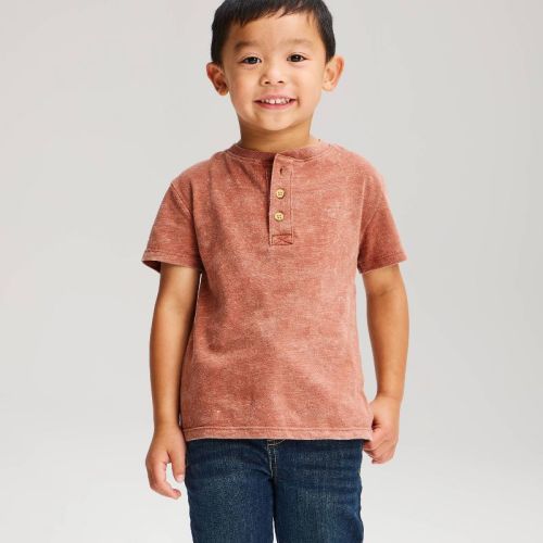 Toddler Boys' Short Sleeve Henley T-Shirt - Cat & Jack™ Brown 4T