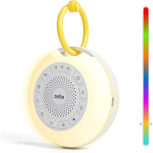 Zello | Portable Pro Max White Noise Machine | 30 Sounds | 55+ Hours Battery Life | 7 Colour Night Light | Child Lock | Sleep Timer | USB Rechargeable | Baby Sleep Aid | Sleep Sound Machine