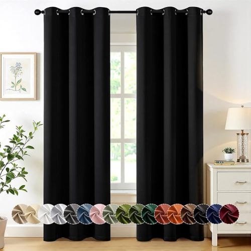 MIULEE Blackout Curtains for Bedroom Living Room 2 Panels, Thermal Insulated Room Darkening Drapes Grommet Noise Reducing Light Blocking Window Treatments 84 Inches Long 40x84 Inch Black