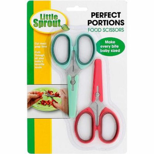 Sprout cups Baby Food Scissors 2pk w Covers- Parent Must-Have Safety Stainless Steel Shears to Make Every Bite Baby Sized and Safe- Portable
