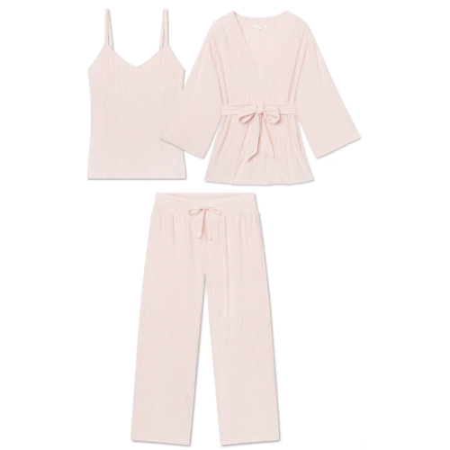LAKE | Women | DreamModal™ Pajamas | Parisian Green Pencil Stripe Maternity Kimono Bundle