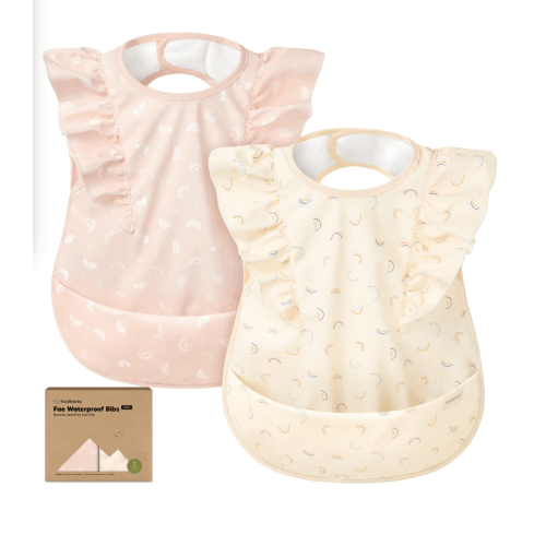 KeaBabies Fae Waterproof Bibs - Jolly Rainbow