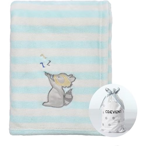 CREVENT 30''X40'' Cute Cozy Fluffy Warm Baby Blanket for Girls Boys Infants Toddlers' Bedding Crib Cot Stroller, Baby Shower Birthday Newborn's Gift - Racoon