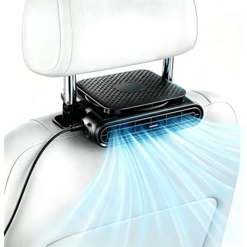 ElfTrip Car Seat Fan with Dual Air Outlets, Corded USB Car Fans for Kids for Driver Passenger, Stronger 3 Speeds, Forward or Backward Airflow, Fits in Most Car SUV (1 Pack No-Recharge Plug-in to Work)