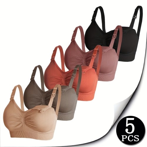 5pcs nursing bras breastfeeding moms front closure - Temu