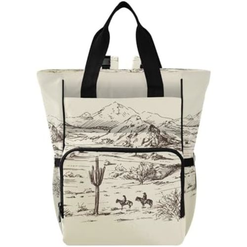 Diaper Bag Backpack West Desert with Cowboys Travel Diaper Bags for Women, 10L Functional Baby Changing Bag with Insulted Pockets, Stroller Straps