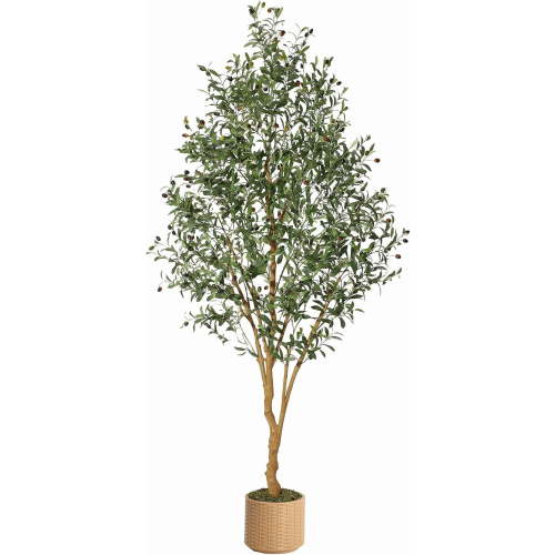 8ft Faux Olive Tree, Tall Olive Tree Plants, Fake Potted Olive Silk Tree, Artificial Olive Trees for Modern Home Office Living Room Floor Decor