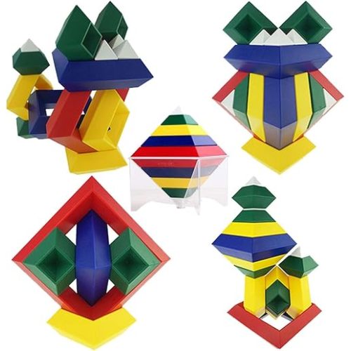 Pyramid Stacking Toy Building Blocks 3D Puzzle Brain Teasers for Kids and Adults-Creative Preschool Learning Activities- Toddler Building Toys, Kids Blocks for 3 Year Old Boys & Girls