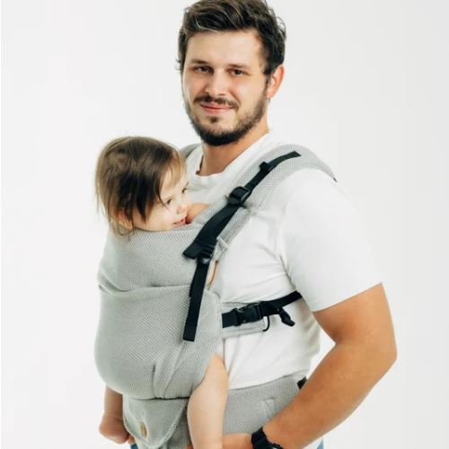 My First Carrier - LennyUpGrade PRO, Standard Size, herringbone weave 100% cotton - LITTLE HERRINGBONE GREY