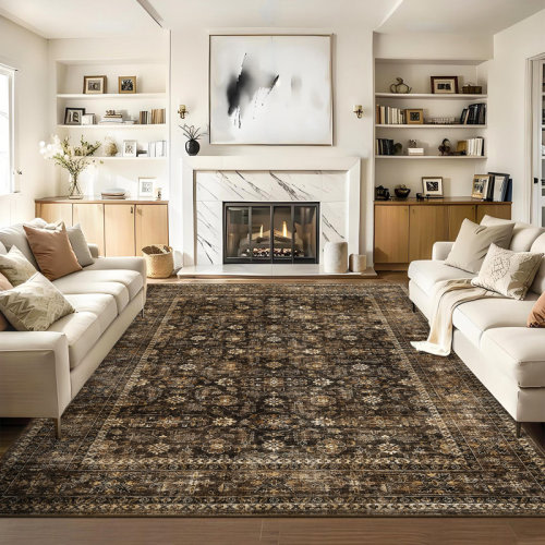 Bungalow Rose Washable Vintage Floral Printed Area Rug for Living Room Decor Non Slip Low Pile Thin Rugs for Bedroom Decor Entry Runner Rug Stain Resistant Soft Distressed Carpet & Reviews | Wayfair