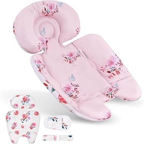 Mamaroo Infant Insert Compatible with 4moms Mamaroo & RockaRoo Swing, Mamaroo Newborn Insert with Enlarged Head & Body Support Cushion, Reversible Design, Breathable Soft Fabric with Flowers