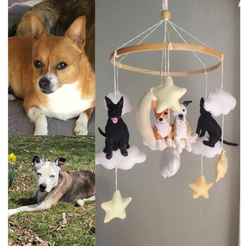 Custom Dog Baby Mobile, Personalized Dog On The Moon Mobile, Dog Nursery Decor, Baby Crib Mobile, Nursery Worker Gift, New Baby Gift