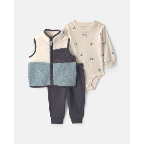 Baby Boy 3-Piece Fox Teddy Fleece Layering Set - Blue | Carter's