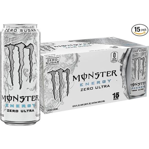Monster Energy Zero Ultra, Sugar Free Energy Drink, 16 Ounce | Pack of 15