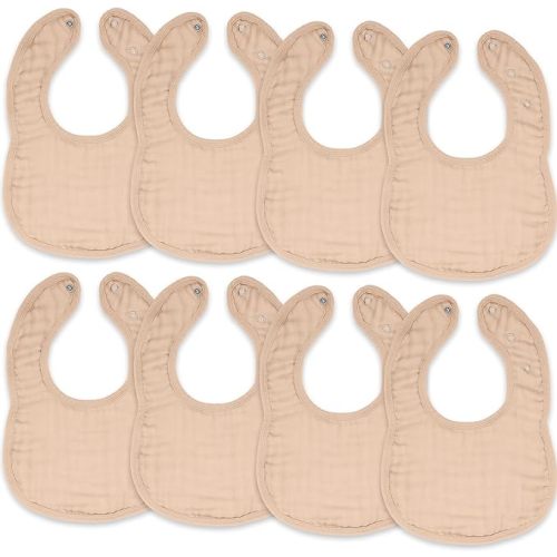 Comfy Cubs Muslin Baby Bibs, Pack of 8 - Soft and Highly Absorbent, Feeding, Teething and Drool Bib, Adjustable Snaps - Stylish & Colorful Unisex Designs, Giftable Set - Sage