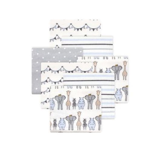 Little Treasure Hudson Baby Boys Cotton Poly Flannel Receiving Blankets 7Pk Multipack