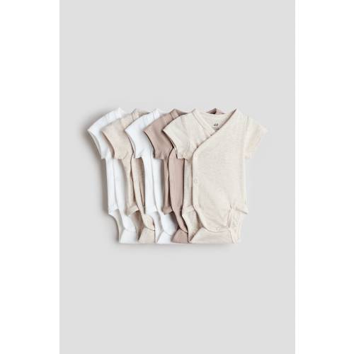 Beige/white 5-pack Cotton Bodysuits for kids | H&M US