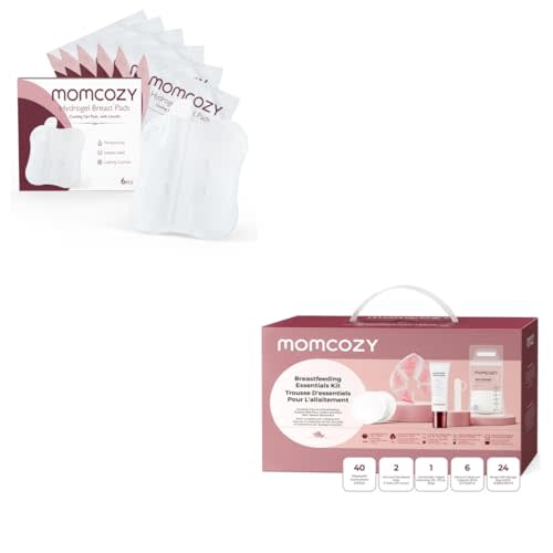 Momcozy Hydrogel Nursing Pads 6 PCS Individually Wrapped & 73-Piece Postpartum Essentials Kit for Breastfeeding