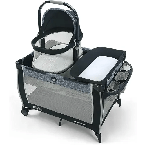 Graco Pack 'n Play Day2Dream Bassinet Playard | Features Portable Bedside Bassinet, Diaper Changer, and More, Hutton