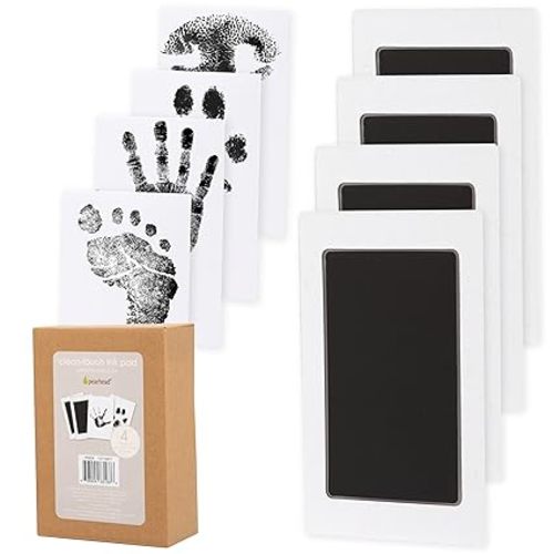 Pearhead 4-Pack Clean-Touch Ink Pad Kit, Mess-Free Inkless Hand and Footprint Kit, Baby Foot Printing Kit, Cat and Dog Paw Print Kit, Suitable for Babies and Pets