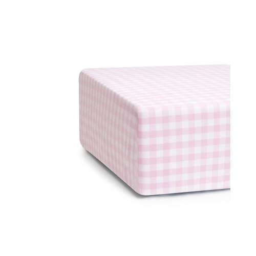 Luxe Premium Percale Crib Sheet in Pink Gingham