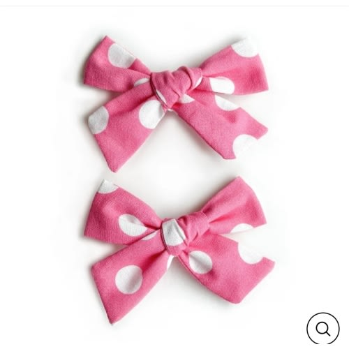 Pigtail Bows - Pink Minnie Dot
