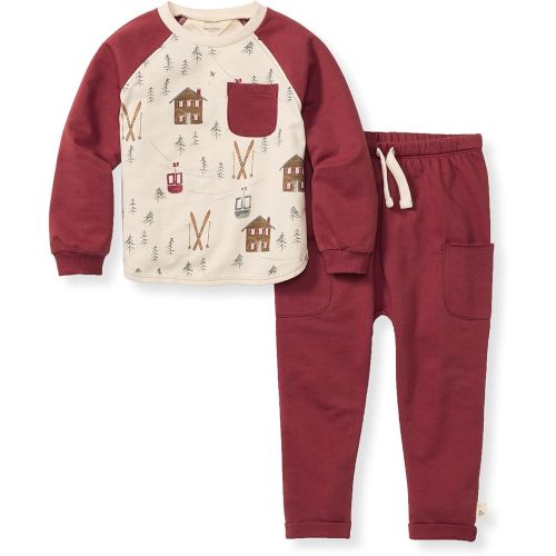 Burt's Bees Baby Boys Shirt and Pant Set, Long Sleeve Top & Bottom Outfit Bundle, 100% Organic Cotton