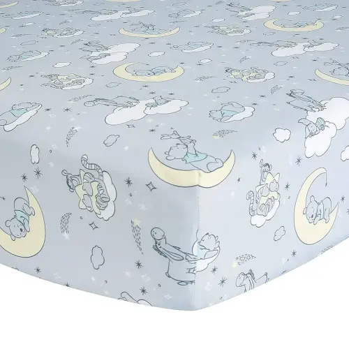 Lambs & Ivy Disney Baby Cozy Friends Winnie The Pooh Gray Fitted Crib Sheet