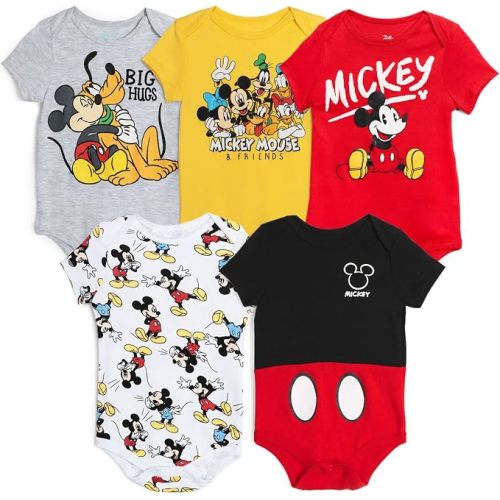 Disney Baby 5-Pack Short Sleeve Bodysuits Newborn to Infant