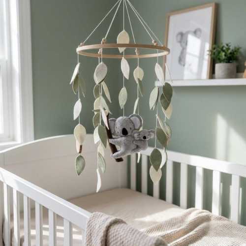 Koala Nursery Mobile – Baby Crib Mobile, Australian Animal Decor, Gender Neutral Baby Mobile, Soft Plush Hanging Mobile, Baby Shower Gift