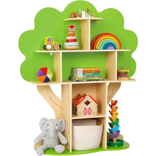 OOOK Kids Bookcase Tree Bookshelf for Kids Reading Nook, Montessori Book Shelf for Classroom, Kids Room, Playroom, Nursery