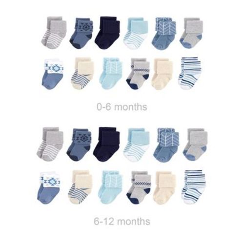 Hudson Baby Infant Boy Grow with Me Cotton Terry Socks, Safari, 0-6 and 6-12 Months