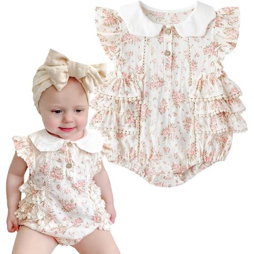 Simplee kids Baby Girls Romper Sleeveless Summer Outfits Rompers baby rompers girl Floral Pattern Button One Piece Outfit
