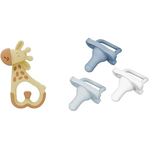 Dr. Brown's Ridgees Giraffe Teether 3m+ & HappyPaci Silicone Pacifier 0-6m 3 Pack Bundle
