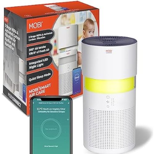 MOBI Air Purifier 4 in 1 Smart Wi-Fi Air Purifier & Humidifier with Removable Water Tank & Filter, 3 Stage Filtration System, Covers up to 1095 ft², Remove Dust Smoke Pollutants Odor