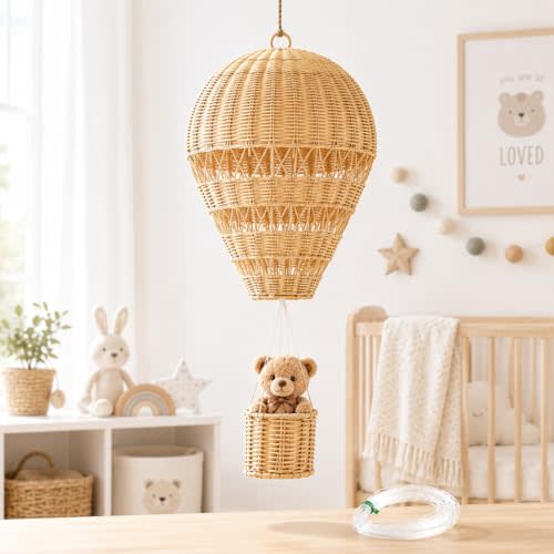 Alipis Natural Rattan Woven Hot Air Balloon Decor Delicate Kids Room Rattan Craft