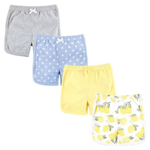 Hudson Baby Girl Shorts Bottoms 4-Pack, Lemons, 0-3 Months