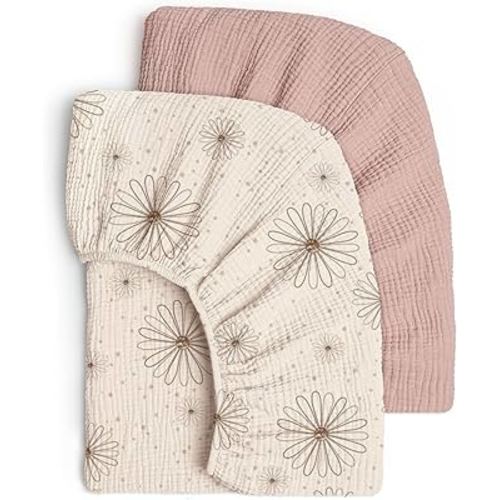 Lulu Moon Muslin Crib Sheets - Fitted Crib Mattress Sheets for Boys and Girl - 28"x 52", 2 Pack