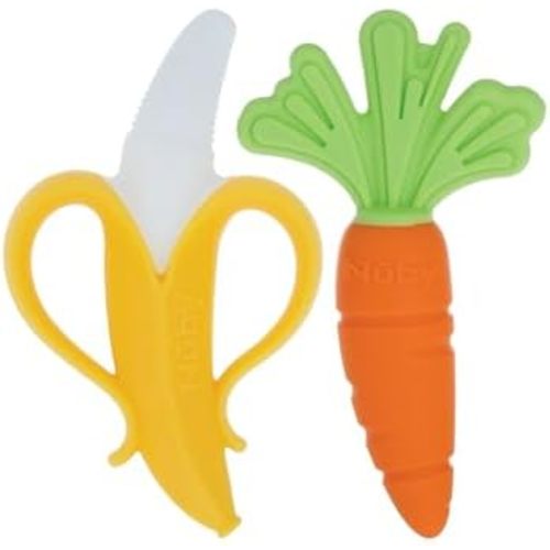 Nuby NanaNubs Banana Massaging Toothbrush and Silicone Carrot Teether
