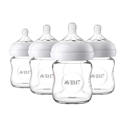 Philips AVENT Natural Glass Baby Bottle, Clear, 4oz, 4pk, SCF701/47