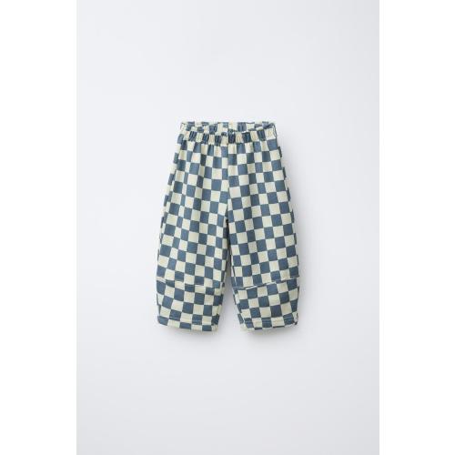 CHECKERBOARD BALLOON PANTS - Brown | ZARA United States