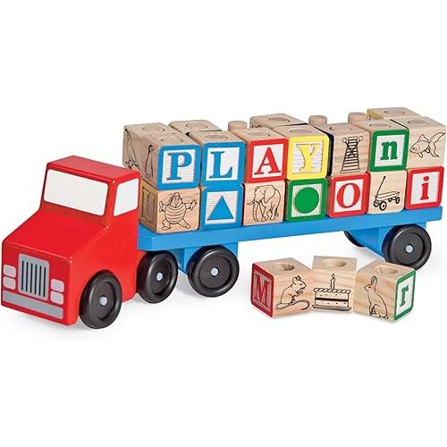 Melissa & Doug Alphabet Blocks Wooden Truck Educational Toy